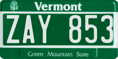 VT license plate ZAY853