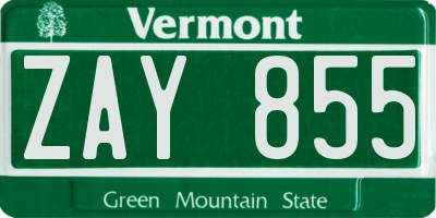 VT license plate ZAY855
