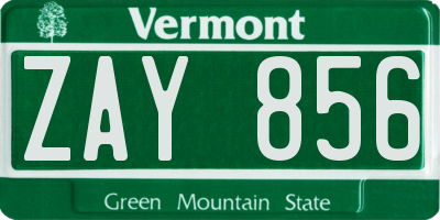 VT license plate ZAY856