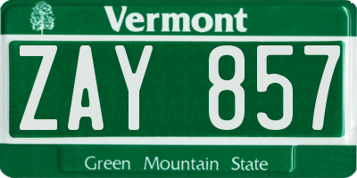 VT license plate ZAY857