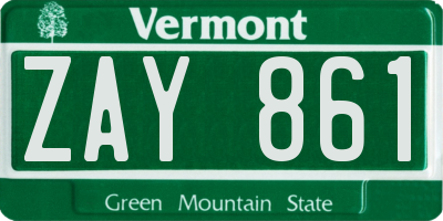 VT license plate ZAY861