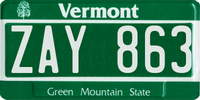 VT license plate ZAY863