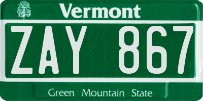 VT license plate ZAY867