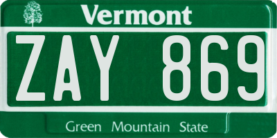 VT license plate ZAY869