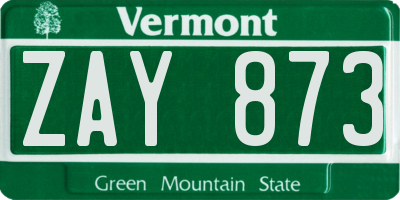 VT license plate ZAY873