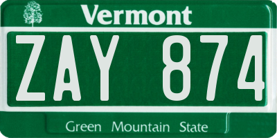VT license plate ZAY874