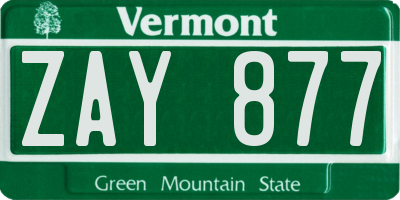 VT license plate ZAY877