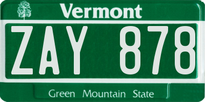 VT license plate ZAY878