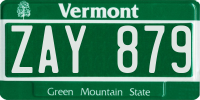 VT license plate ZAY879
