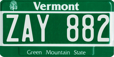 VT license plate ZAY882