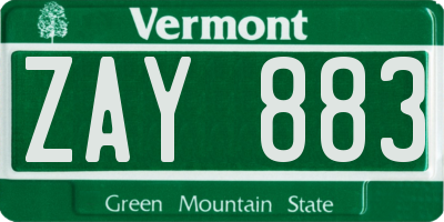 VT license plate ZAY883