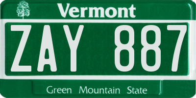 VT license plate ZAY887