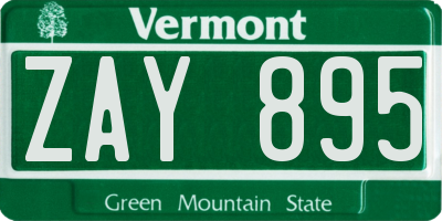 VT license plate ZAY895