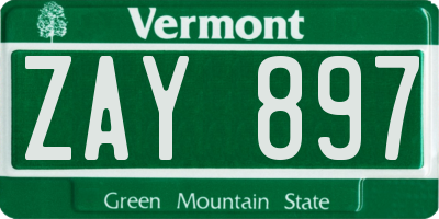 VT license plate ZAY897