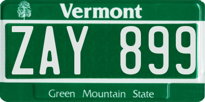 VT license plate ZAY899