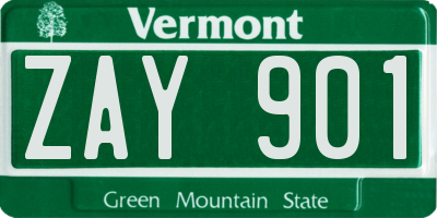 VT license plate ZAY901