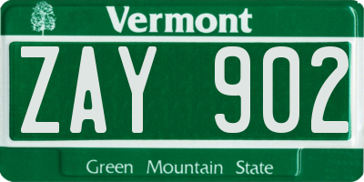 VT license plate ZAY902