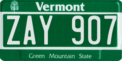 VT license plate ZAY907