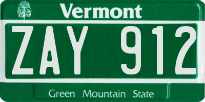VT license plate ZAY912