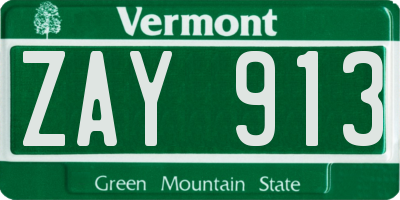 VT license plate ZAY913