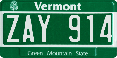 VT license plate ZAY914