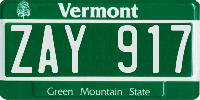 VT license plate ZAY917