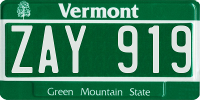 VT license plate ZAY919