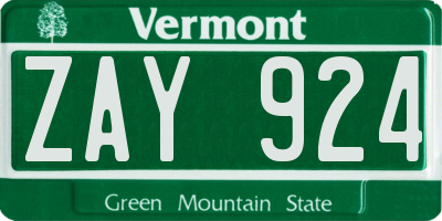 VT license plate ZAY924