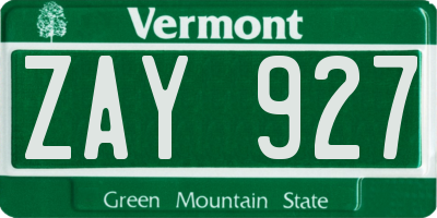 VT license plate ZAY927