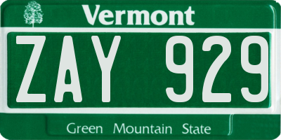 VT license plate ZAY929