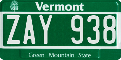 VT license plate ZAY938
