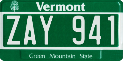 VT license plate ZAY941