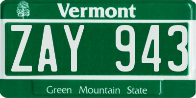 VT license plate ZAY943