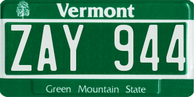 VT license plate ZAY944
