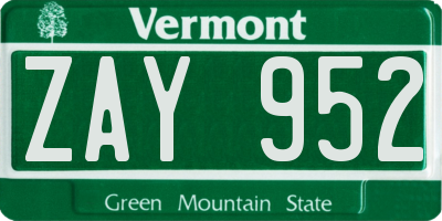 VT license plate ZAY952
