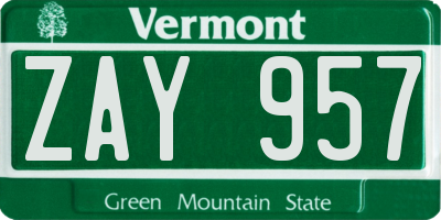 VT license plate ZAY957