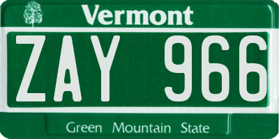 VT license plate ZAY966