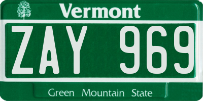 VT license plate ZAY969