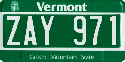 VT license plate ZAY971