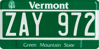 VT license plate ZAY972