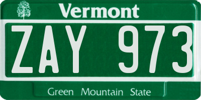 VT license plate ZAY973