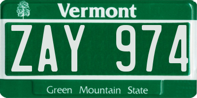 VT license plate ZAY974