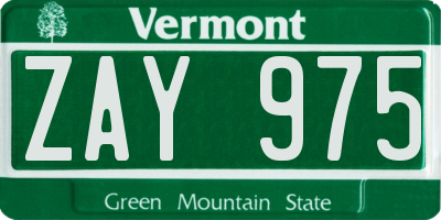 VT license plate ZAY975