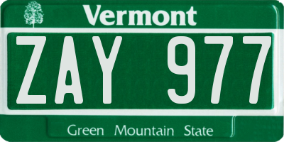 VT license plate ZAY977