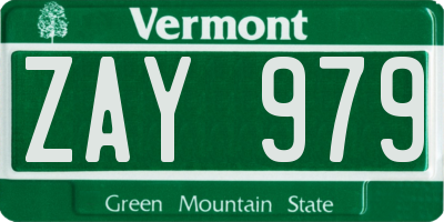 VT license plate ZAY979
