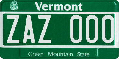 VT license plate ZAZ000