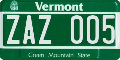 VT license plate ZAZ005