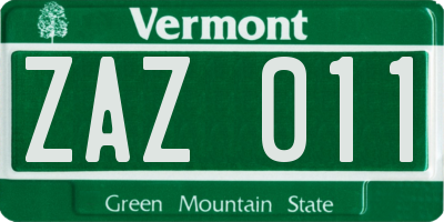 VT license plate ZAZ011