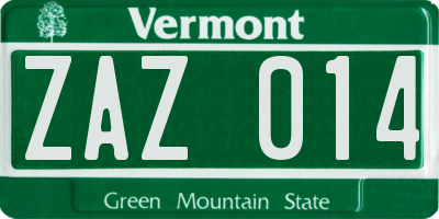 VT license plate ZAZ014