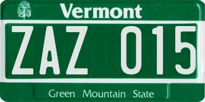 VT license plate ZAZ015